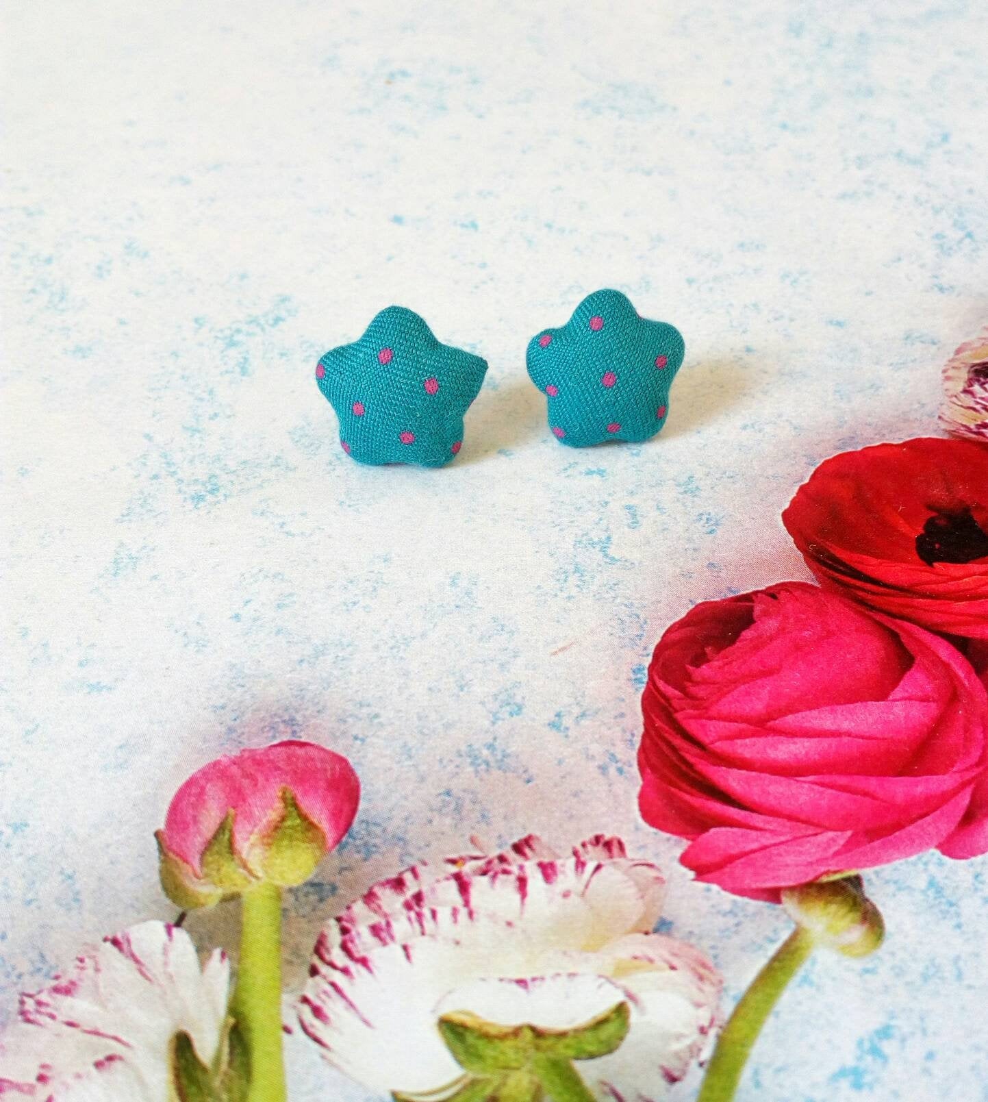 Star Button Earrings, Polka Dot Studs, Cute Everyday Jewellery For Her