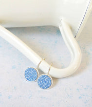 Load image into Gallery viewer, Portugal Tile Earrings, Blue White Geometric Dangle Earrings
