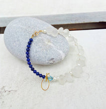 Load image into Gallery viewer, Moonstone And Lapis Lazuli Bracelet, Celestial Gemstone Bracelet
