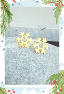 Snowflake Stud Earrings, Gold Plated Studs, Weather Girl Gifts