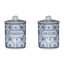 Load image into Gallery viewer, Ceramic Coffee Sugar Canister Set, Delft Blue Jar With Lid, New Home Gifts
